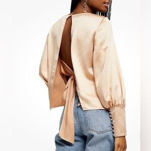 #258 Topshop Satin open Tie Back Top